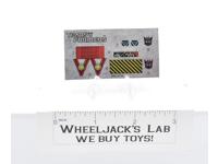 Bonecrusher Decal Sticker Sheet G1 Transformers 1985 Vintage Action Figure