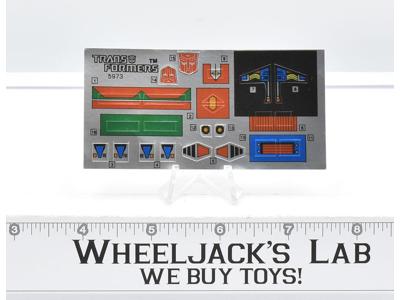 Sludge Decal Sticker Sheet G1 Transformers 1985 Vintage Action Figure