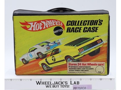 24 Car Collector's Race Case Storage w/ 2 Trays Black Hot Wheels 1969 Mattel