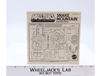 Snake Mountain Instructions MOTU Masters Of The Universe 1983 Vintage
