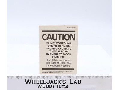 Slime Compound Warning Label Slime Pit MOTU Mattel 1985 Vintage