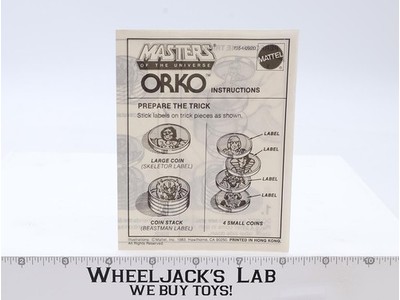 Orko Coin Magic Trick Instruction Sheet MOTU Mattel 1983 Vintage
