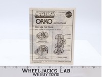 Orko Coin Magic Trick Instruction Sheet MOTU Mattel 1983 Vintage
