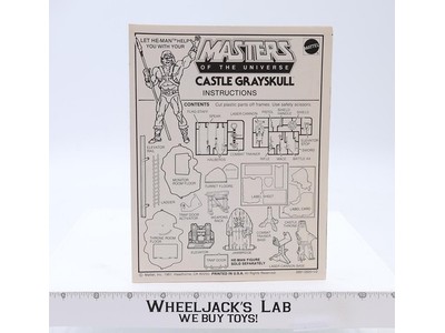 Castle Grayskull Instructions MOTU Masters Of The Universe 1981 Vintage