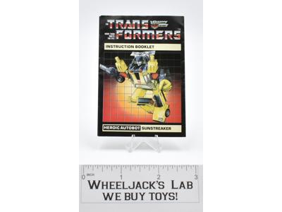 Sunstreaker Action Figure Instruction Manual 1984 Vintage Hasbro G1 Transformers