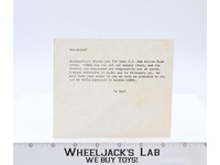 Out of Stock Notice/Letter G.I. Joe Hasbro Vintage