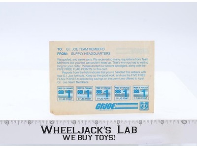 GI Joe Mail Away Flagg 5 Extra Points Letter From Supply Headquarters Hasbro