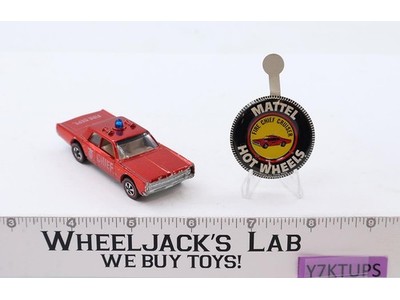 Fire Chief Cruiser Red 1968 1970 Redline Hot Wheels Mattel Vtg w/ Button