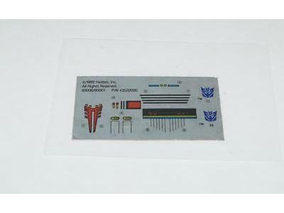 G2 Scapper Sticker Sheet Vintage Transformers Vintage Hasbro Action Figure
