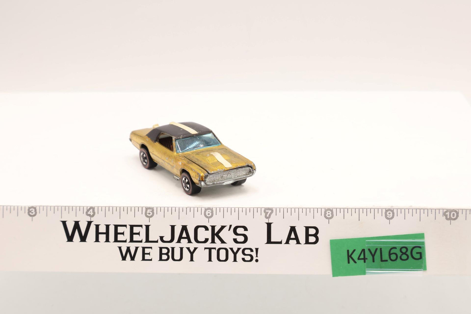 Custom T-Bird Gold Hot Wheels 1967 Mattel Redline Vintage w/ Black Roof