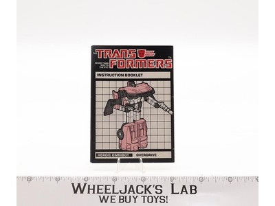 Overdrive Action Figure Instruction Manual Booklet 1984 G1 Transformers