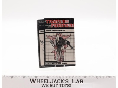 Snarl Action Figure Instruction Manual Booklet 1985 Hasbro G1 Transformers