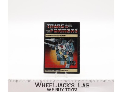 Mirage Instruction Manual Booklet 1984 Hasbro G1 Transformers Vintage