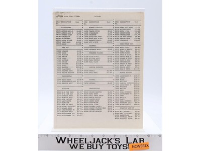 Kenner 1988 Toy Fair Employee Price List Vintage