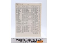 Kenner 1988 Toy Fair Employee Price List Vintage