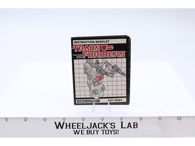 Hot Spot Action Figure Vintage Instruction Manual 1986 Hasbro G1 Transformers