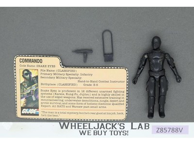 Snake Eyes V1 Straight Arms 100% Complete G.I. Joe 1982 Hasbro Vintage Figure