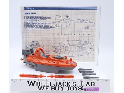 Devilfish 100% Complete G.I. Joe Hasbro 1986 Vintage Vehicle Action Figure