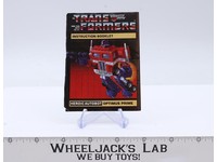 Optimus Prime Action Figure Instruction Manual Booklet 1985 G1 Transformers