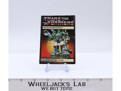 Hound Instruction Manual Booklet Action Figure 1984 Hasbro G1 Transformers