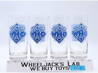 Dr. Doctor Who Set of 4 Glasses 1989 BBC 6.5" Tall W/ Original Mailer Box