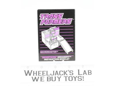 Greasepit Action Figure Instruction Booklet Manual 1989 Vintage G1 Transformers