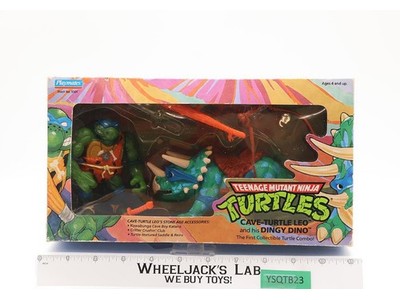 Cave Turtle Leo W/ Dingy Dino 100% Complete TMNT 1992 Playmates Action Figure