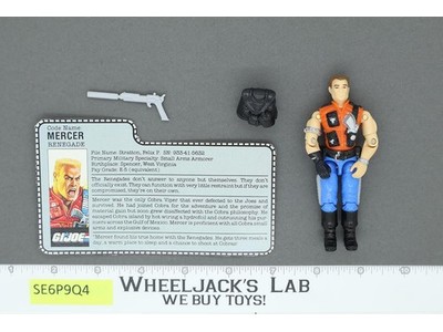 Mercer V1 100% Complete G.I. Joe 1987 Hasbro Vintage Action Figure