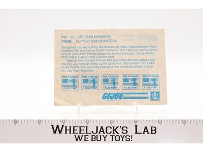 GI Joe Mail Away Flagg 5 Extra Points Letter From Supply Headquarters Hasbro