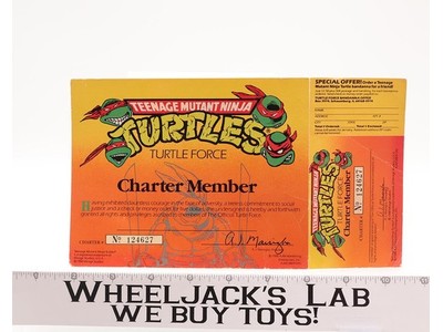 Turtle Force Charter Member Card #124627 1988 Teenage Mutant Ninja Turtles TMNT