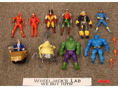 Lot of 10 DC Marvel Comics Action Figures + Accessories 1990s ToyBiz Vintage