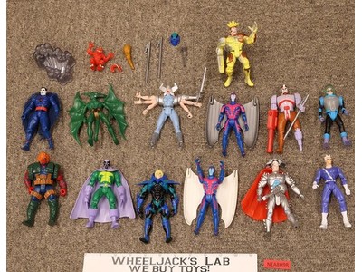 Lot of 13 Marvel Comics Action Figures + Accessories 1990s ToyBiz