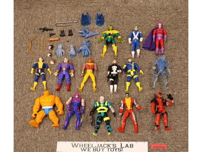 Lot of 14 Marvel Comics Action Figures + Accessories 1990s ToyBiz