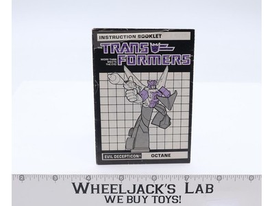 Octane Instructions Manual Booklet 1986 Hasbro G1 Transformers Vintage Figure