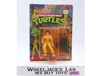 April O'Neil 10-Back Press Badge Stripes TMNT 1988 Playmates NEW MOSC UNPUNCHED