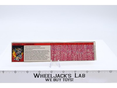 Landmine Action Figure Tech Spec 1988 Vintage Hasbro G1 Transformers