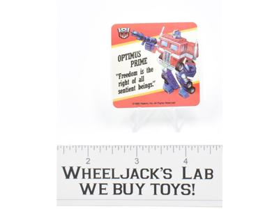 Optimus Prime Transformers Action Trading Card Motto Sticker 1985 G1 Vintage