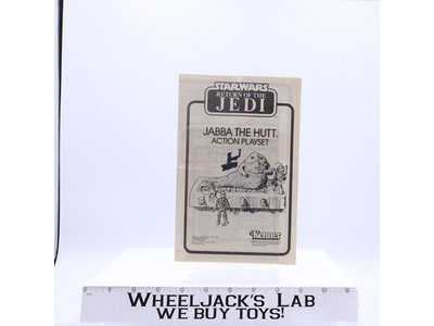 Jabba the Hutt Action Playset Instructions Manual Kenner 1983 Star Wars Vintage