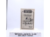 Jabba the Hutt Action Playset Instructions Manual Kenner 1983 Star Wars Vintage