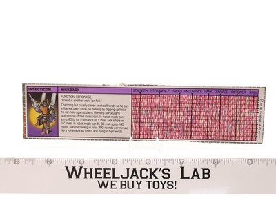 Kickback Action Figure Tech Spec 1985 Vintage Hasbro G1 Transformers