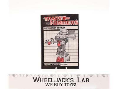Skids Instructions Manual Booklet 1985 Hasbro G1 Transformers Vintage Figure