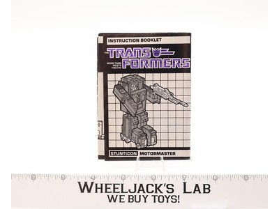 Motormaster Instruction Manual Booklet 1985 Hasbro G1 Transformers