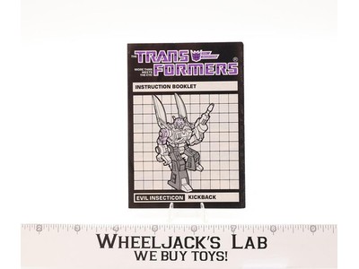 Kickback Action Figure Instruction Manual Booklet 1984 Hasbro G1 Transformers
