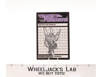 Kickback Action Figure Instruction Manual Booklet 1984 Hasbro G1 Transformers