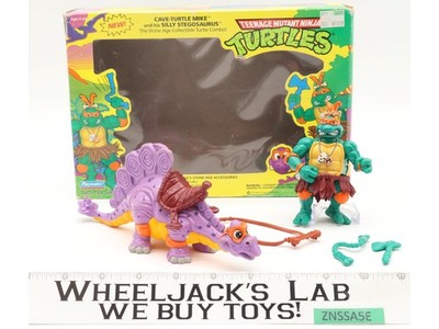 Cave Turtle Mike W/ Silly Stegosaurus 100% Complete TMNT 1992 Playmates Figure