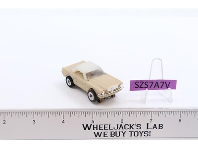 Aurora T-Jet Ford Mustang HO Slot Car Tan w/ White Top Vtg 1960s Eldon Chassis