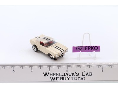 Aurora T-Jet Ford Mustang HO Slot Car Cream w/ Black Stripes Vtg 1960s Untested