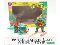 Cave Turtle Leo W/ Dingy Dino 100% Complete TMNT 1992 Playmates Action Figure