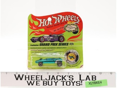 Indy Eagle AQUA w/ Card & Bubble 1969 Redline Hot Wheels Mattel Vtg w/ Button