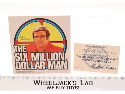 Six Million Dollar Man Bionic Action Club Membership Certificate 1973 Vintage